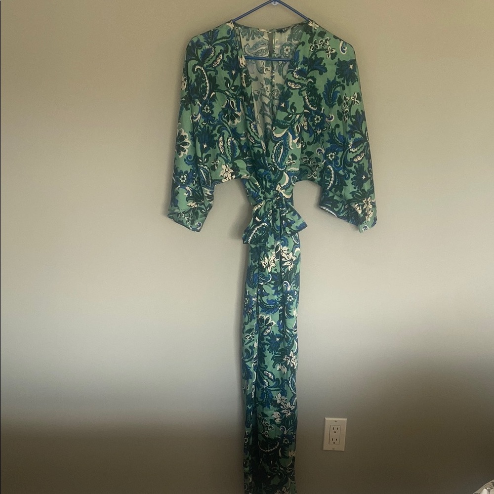 Zara Floral Green Wrap Jimpsuit